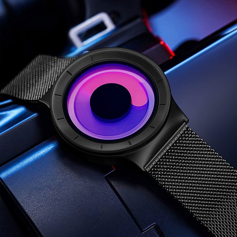 SINOBI Business Watches Men Fashion Creative Original Design Watch Men Steel Mesh Men's Watch Clock Relogio Masculino Unique Wristwatch(Black Purple) - Image 3